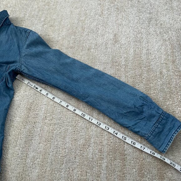 Uniqlo Blue Cotton Chambray Button Up Blouse Shirt Top S - Picture 7 of 11